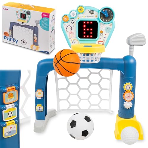 COIL Kinder-Sportzentrum Basketballkörbe für Kinder 3in1 – Interaktives Fußballtor, Basketballkorb, Golfspiel für Kleinkinder, mit LED und Musik, Lernspielzeug ab 18 Monaten, sicherer ABS-Kunststoff COIL Kinder-Sportzentrum Basketballkörbe für Kinder 3in1 – Interaktives Fußballtor, Basketballkorb, Golfspiel für Kleinkinder, mit LED und Musik, Lernspielzeug ab 18 Monaten, sicherer ABS-Kunststoff von COIL
