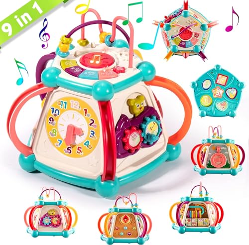 COIL Motorikwürfel ab 1 Jahr Aktivitätswürfel Baby 9in1 Lernspielzeug Formsortierer Sinneswürfel Motorikwürfel Baby Groß - Montessori Würfel von COIL