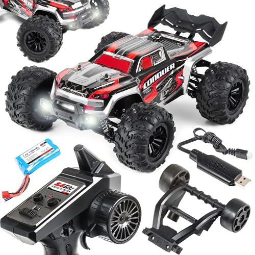 COIL RC-Buggy - Ferngesteuertes Auto, 4x4 Allradantrieb, 38 km/h Hochgeschwindigkeits Geländewagen, Robustes Offroad Spielzeugauto mit LED-Scheinwerfern, 2.4 GHz Steuerung, 1:16 Maßstab (Rot) von COIL