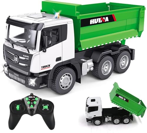 COIL RC LKW Ferngesteuert Kinder Muldenkipper 1:18 - RC LKW Baufahrzeug mit Sound und Lichteffekten, Robuste Bauweise, Interaktive Steuerung bis 25m Kinder, Technikbegeisterte von COIL