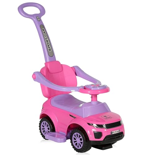 COIL Rutschauto ab 1 Jahr mit Schiebestange 614 W - Baby Car Rutschauto für Kinder - 3-in-1 Design - Bobby Car Zubehör - Rutscherfahrzeug - Bobby Car mit Stange Lenkrad (Rosa) von COIL