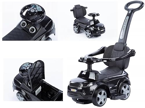 COIL Rutschauto Ab 1 Jahr Mit Schiebestange 614 W - 3-in-1 Design Baby Rutschauto für Kinder - Bobby Car Zubehör - Rutscherfahrzeug Mit Stange Lenkrad (Schwarz) von COIL