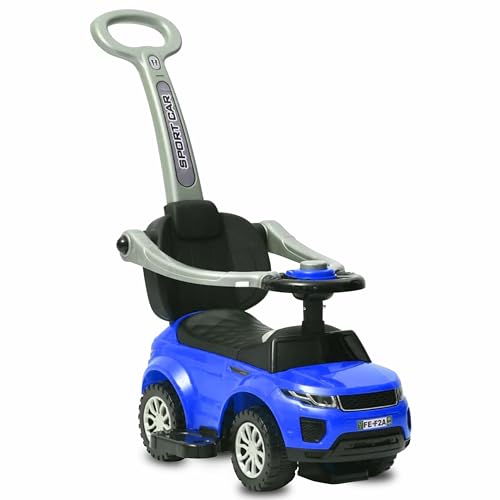 COIL Rutschauto ab 1 Jahr mit Schiebestange 614 W - Baby Car Rutschauto für Kinder - 3-in-1 Design - Bobby Car Zubehör - Rutscherfahrzeug - Bobby Car mit Stange Lenkrad (Blau) von COIL