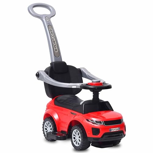 COIL Rutschauto mit Schiebestange 614 W - Rutschauto für Kinder - 3-in-1 Design - Bobby Car Zubehör - Rutscherfahrzeug - Bobby Car Lenkrad (Rot) von COIL