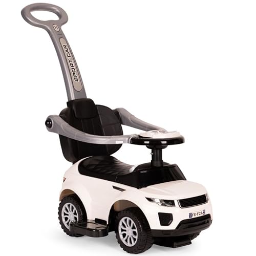 COIL Rutschauto ab 1 Jahr mit Schiebestange 614 W - Baby Car Rutschauto für Kinder - 3-in-1 Design - Bobby Car Zubehör - Rutscherfahrzeug - Bobby Car mit Stange Lenkrad (Weiß) von COIL