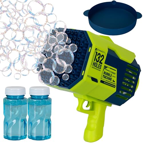 COIL Seifenblasenmaschine, Seifenblasenpistole mit 132 Löchern, 1000+ Blasen/Minute, LED-Licht, Pistole Bubble Gun, Bubble Machine Gun, Seifenblasenmaschine Kinder, Luftblasen Pistole (Grün) von COIL