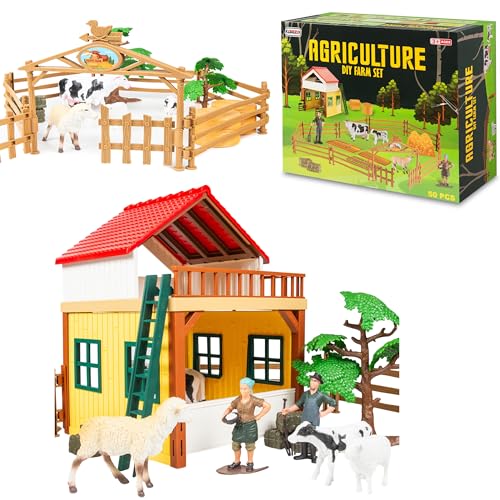 COIL Spielwelt Tierbauernhof für Kinder - 50-teiliges Bauernhof-Spielset mit Tieren, Ställen und Zubehör, Pädagogisches Lernspielzeug, Kreatives Kindergeschenk ab 3 Jahren, schleich Bauernhof zubehör COIL Spielwelt Tierbauernhof für Kinder - 50-teiliges Bauernhof-Spielset mit Tieren, Ställen und Zubehör, Pädagogisches Lernspielzeug, Kreatives Kindergeschenk ab 3 Jahren, schleich Bauernhof zubehör von COIL