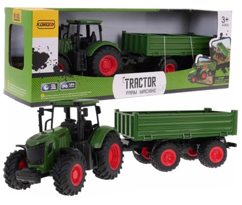 COIL Spielzeug-Traktor, Bauernhof Traktor, Bauernhofspielzeug, Traktor mit Anhänger, Modell: 9961, Maßstab: 1:24, Gummiräder, ab 3 Jahren, Grün COIL Spielzeug-Traktor, Bauernhof Traktor, Bauernhofspielzeug, Traktor mit Anhänger, Modell: 9961, Maßstab: 1:24, Gummiräder, ab 3 Jahren, Grün von COIL