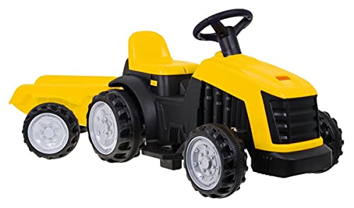 COIL Trettraktor ab 3 Jahre Traktor zum Fahren, Elektro Traktor für Kinder, Kindertraktor, Elektrofahrzeuge, Schiebefahrt für Kinder, ab 3 Jahren (Gelb) von COIL