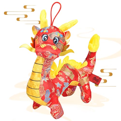 2024 Chinesisches Maskottchen Drachen Plüschtier, Chinesisches Neujahr Plüsch Ornamente, Maskottchen Drachen Plüschtier, Spring Festival Plush Dragon Chinese New Year Gift (28cm) (A) von COLEESON