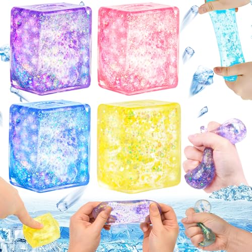 4 Stück Stressballs für Kinder und Erwachsene, Eiswürfel-Fidget Toys, Antistressball, Mesh Stressbälle, Anti Stress Squeeze für Kinder Erwachsene ADHS, Angst, OCD Angst abbauen und Beruhigung (A) 4 Stück Stressballs für Kinder und Erwachsene, Eiswürfel-Fidget Toys, Antistressball, Mesh Stressbälle, Anti Stress Squeeze für Kinder Erwachsene ADHS, Angst, OCD Angst abbauen und Beruhigung (A) von COLEESON
