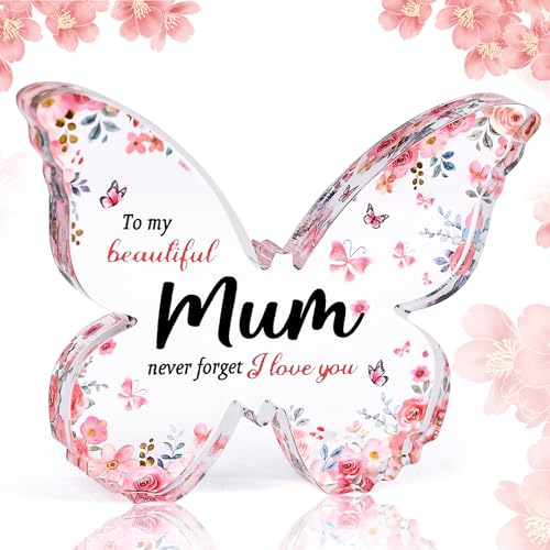 Mama Geschenk, Muttertagsgeschenke für Mama, Schmetterlinge Acryl-Plakette Dekoration, Mama Geschenk mit Schönen Sprüchen, Geschenke für Mama von Tochter Sohn (B) von COLEESON