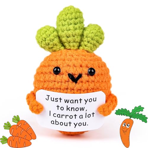 COLEESON Pocket Hug Karotte Glücksbringer Geschenke - Kreative Strickwolle Karotte Puppe, Mutmacher Geschenk, Geschenke für Frauen, Einschulung Geschenk (J) von COLEESON