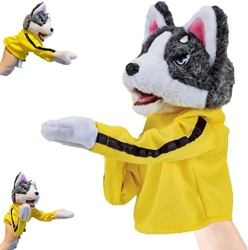 Kung Fu Animal Toy Husky Gloves Doll, Kung-Fu-Tierspielzeug, Husky Plush Hand Puppets, Interaktive Spielhandpuppen mit Geräuschen und Box-Action, Handpuppe für Kinder und Erwachsene von COLEESON