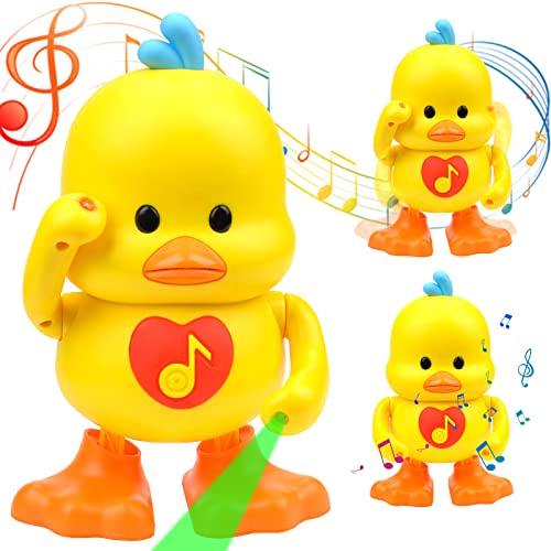 Tanzender Ente Baby Spielzeug, Light Up Music Singing Dancing Crawling Walking Interactive Yellow Duck Toy, Kinder Interactive Early Learning Toy für Geburtstag Kinder Geschenk Junge & Mädchen (1) von COLEESON