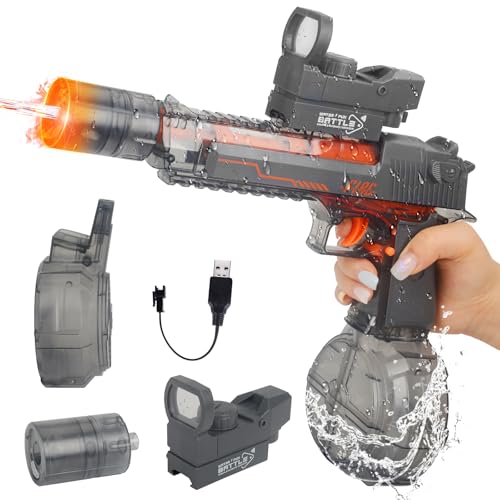Wasserpistole Elektrisch, Elektrische Wasserpistole Kinder mit Blitzeffekten und Recoil, 6-8m Reichweite, Automatische Wasserpistole für Pool, Strand (Squirt Guns) von COLEESON