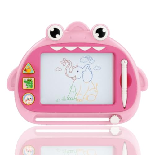 COLGE Zaubertafel Maltafel Magnettafel Zeichentafel Malbrett mit 3 Stempel für Kinder ab 2 3 4 5 Jahre Pädagogische Geschenk Kinderspielzeug Mädchen Jungen Reisegröße Hai-Design (Pink) von COLGE