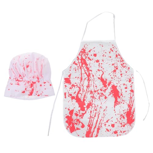 COLLBATH 1 Satz Bloody Chef Kostüm Set Horrorfestes Outfit mit Schürze und Kochmütze für Halloween Zombie Party und Cosplay Dekorationen COLLBATH 1 Satz Bloody Chef Kostüm Set Horrorfestes Outfit mit Schürze und Kochmütze für Halloween Zombie Party und Cosplay Dekorationen von COLLBATH