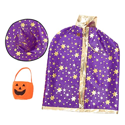 COLLBATH 1 Satz Bühnenumhang Kinderkostüme Halloween-hexenhut-dekorationen Halloween-hüte Für Kid Wizard Cape Und Hut Junge Mädchen Hüte Party-umhang Kap Für Mit Satin Violett COLLBATH 1 Satz Bühnenumhang Kinderkostüme Halloween-hexenhut-dekorationen Halloween-hüte Für Kid Wizard Cape Und Hut Junge Mädchen Hüte Party-umhang Kap Für Mit Satin Violett von COLLBATH