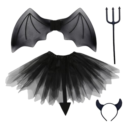 COLLBATH 4pc Set Teufel Kostüm Zubehör Anzug Kinder Leistung Halloween Party Kostüme Rock COLLBATH 4pc Set Teufel Kostüm Zubehör Anzug Kinder Leistung Halloween Party Kostüme Rock von COLLBATH