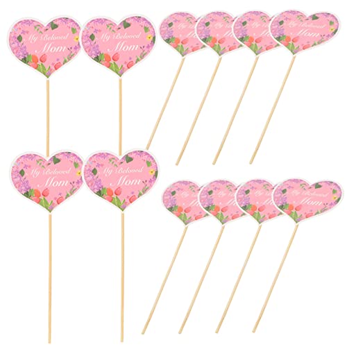 COLLBATH 1 Satz Kuchendekorationseinsatz Kuchenaufsatz Geburtstagskuchendekorationen Ornament Muttertagskucheneinsätze Happy Mother'S Day Toppers Kuchenspieße Happy 48 Stück von COLLBATH
