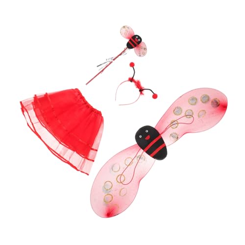 COLLBATH 1 Satz Ladybug Kostüm für Mädchen Teiliges Outfit mit Flügeln Haarreif und Tutu für Halloween Karneval und Cosplay Events von COLLBATH