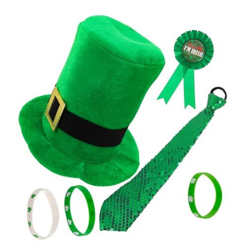 COLLBATH 1 Satz Mit Kostümzubehör Patricks Day Partyzubehör Festliche Partykostüm-requisiten Outfit Hübscher Kragen Krawatte Abzeichen Armband Zylinder-set COLLBATH 1 Satz Mit Kostümzubehör Patricks Day Partyzubehör Festliche Partykostüm-requisiten Outfit Hübscher Kragen Krawatte Abzeichen Armband Zylinder-set von COLLBATH
