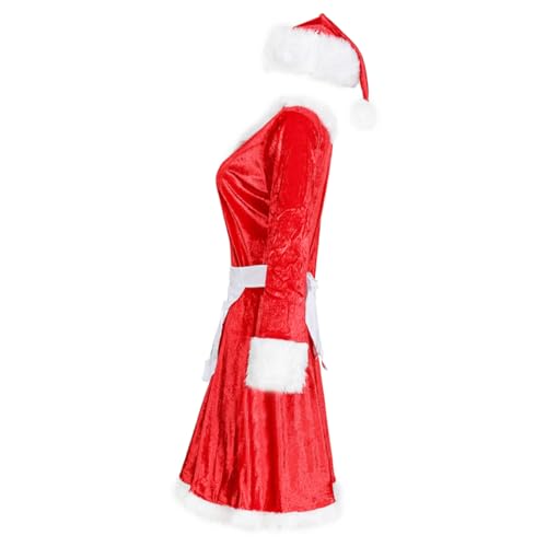 COLLBATH 1 Satz Weihnachtskleid Weihnachtsmann Weihnachtsrock Weihnachtsmannkostüm Frauen Weihnachtskleid Mädchen Kleider Formelle Damenkleider Kleidung Weihnachten Rot von COLLBATH