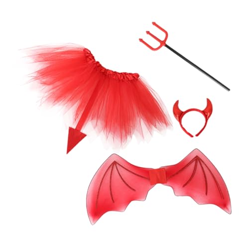 COLLBATH Teufelskostüm-requisiten Für Kinder 4-teiliges Rock-set Party-cosplay-zubehör Teufels-stirnband Halloween-kostüme von COLLBATH
