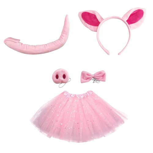 COLLBATH Schweineohren Kostüm Stirnband Schweinchennase Fliege Tutu Rock Set Party Foto Requisiten Tierohren Haarband COLLBATH Schweineohren Kostüm Stirnband Schweinchennase Fliege Tutu Rock Set Party Foto Requisiten Tierohren Haarband von COLLBATH
