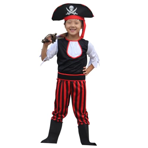 COLLBATH 1 Set Halloween Piratenkostü Für Klassisches Piraten Outfit Für Halloween Party Cosplay Und Bühnenaufführungen Größe XL Mit Hose Hut Gürtel Und Stiefeln von COLLBATH
