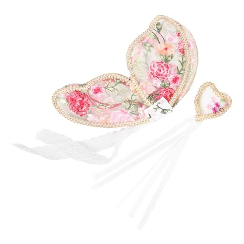 COLLBATH 1 Set Mädchen Schmetterlingsflügel Fee Kostüm Zubehör Kind Engelsflügel mit Herzstab zum Anziehen Halloween Party Bühnenauftritt Prinzessin Rollenspiel von COLLBATH