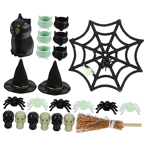 COLLBATH 1 Set Winzige Halloween Miniaturen Puppenhaus Zubehör Mützen Halloween Ornamente Halloween Kostüm Halloween Dekorationen Mini Puppenhaus Kunststoff Schwarz von COLLBATH