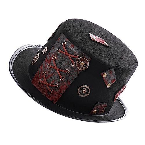 COLLBATH 1 Stück Retro Steampunk Hut für Herren und Damen Einheitsgröße Leichtes Design Non Woven und PU für Halloween Karneval und Cosplay Events von COLLBATH