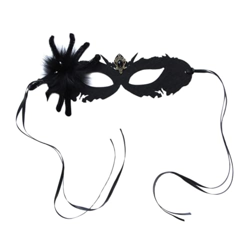 COLLBATH 1 Stück Spinnen-Halbgesichtsmaske Halloween-Masken für Halloween-Spinne halloween masken halloweenmaske Maskerademaske für Halloween neuartige Halloween-Maske Plüschstreifen Black von COLLBATH