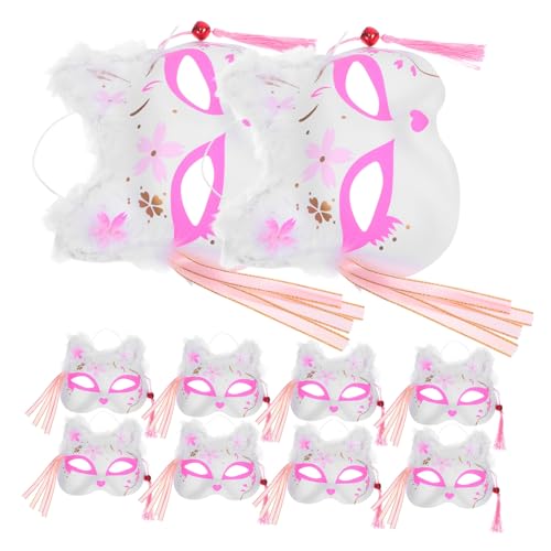 COLLBATH 10 Stück Japanische Fuchsmaske Halbgesichtsdesign Leicht Und Atmungsaktiv Mit Leuchtenden Led-lichtern Für Halloween Karneval Cosplay Betrieb Mit Batterie von COLLBATH