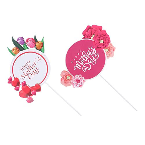 COLLBATH 10 Stück Kucheneinsatz Mutters Geburtstag Cupcake-topper Zum Muttertag Kuchen-einlegekarte Muttertag Kuchen Picks Kuchenverzierung Muttertags-dessert-topper Kuchendeckel Rot Papier von COLLBATH