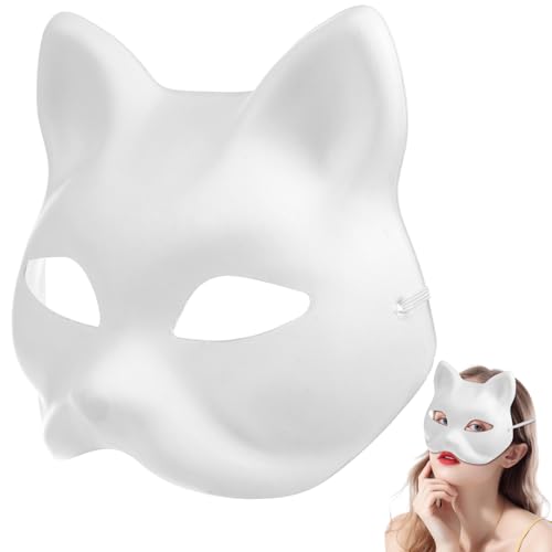 COLLBATH 10 Stück Zellstoffmaske Halloween Halloween Augenmaske Katzenmaske Für Kinder Leere Katzenmaske Katzenmasken Partymaske Maskerademaske Leere Tiermaske DIY von COLLBATH