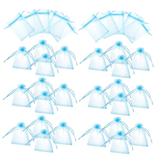 COLLBATH 100St Geschenktüte zur Taufe kosmetiktasche cosmetic bag Beutel mit Kordelzug geschenktüten valentinstag Geld Paket Party Mini-Geschenktüten kleine Geschenktüten Organza Sky-blue von COLLBATH