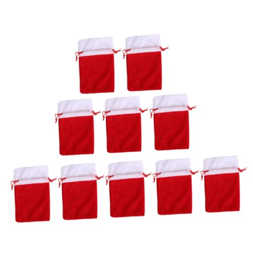 COLLBATH 10Stücke Weihnachts Geschenktüten mit Kordelzug Dekorative Süßigkeitentaschen für Weihnachtsfeiern Praktische Aufbewahrung für Kekse und Snacks Vielseitig Einsetzbar von COLLBATH