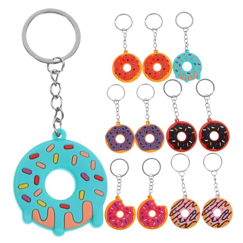 COLLBATH 12 Stück Teiliges Donut Schlüsselanhänger aus PVC Weichgummi Süßer Anhänger in Realistischer Form Modisch als Taschen und Geldbörsenanhänger Leicht und Langlebig für von COLLBATH