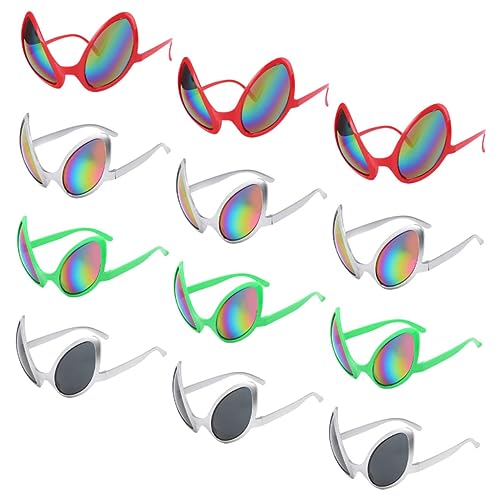 COLLBATH 12 Stück lustige Brille -Brille für Erwachsene lustige -Brille Rave Urlaub Gläser außerirdisches Zubehör Außerirdische Cosplay-Sonnenbrille Plastik von COLLBATH
