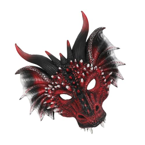 COLLBATH 1Stk schwarze rote Drachenmaske Halloween-Cosplay-Gesichtsmaske halbgesichtige Drachenmasken schwarzes formelles kleid formelle Kleidung Drachen Halbgesichtsmaske von COLLBATH