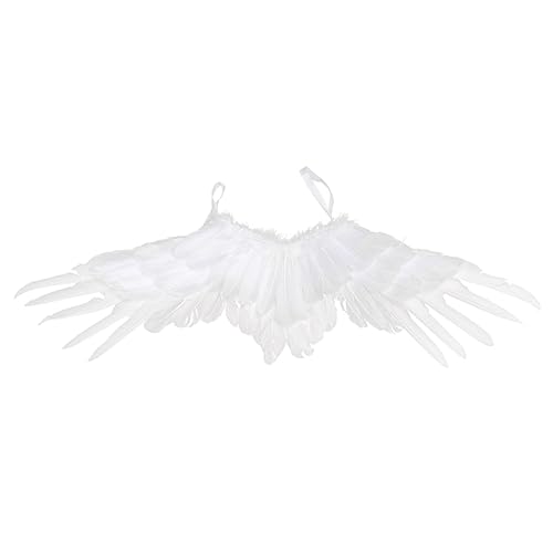COLLBATH 1Stück Weiße Federflügel für Erwachsene Romantische Engelsflügel Kostüm Requisiten für Halloween Karneval Geburtstagsfeiern S Perfektes Accessoire von COLLBATH