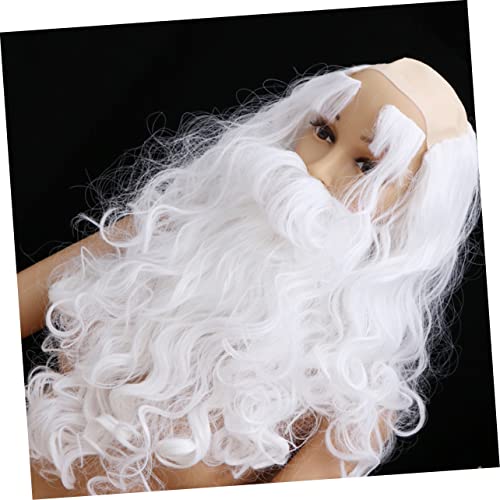 COLLBATH 2 Sätze Santa Claus Cosplay Teilig Weißer Langer und Augenbrauen Perücke Künstliche Haare Sicher für Party Karneval Halloween Kostüm Zubehör von COLLBATH