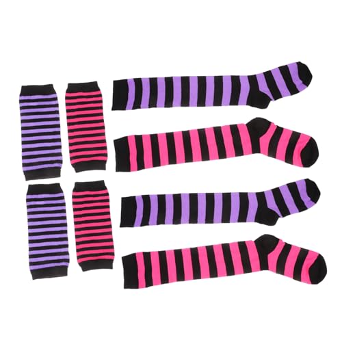 COLLBATH 2 Sets Gestreifte Socken Set Langarmhandschuhe Armstulpen Für Halloween Lange Socken Lange Strümpfe Für Damen Party Cosplay Socken Handgelenk Armstulpen Cosplay Requisiten von COLLBATH