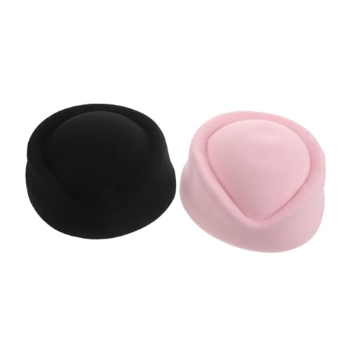 COLLBATH 2 Stück Air Hostess Hüte aus Imitatwolle Damen Stewardess Mütze für Kabinenpersonal Kostüm Vielseitige Partyaccessoires Schwarz Robust und Langlebig für Show und Alltag von COLLBATH