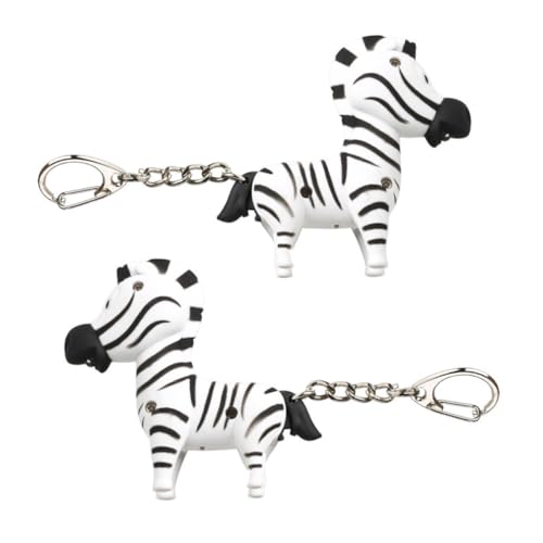 COLLBATH 2 Stück LED Schlüsselanhänger Zebraform mit Leucht und Soundfunktion Kreative Taschenlampe Schlüsselringe aus Metall und Kunststoff Robust und Langlebig für Erwachsene von COLLBATH