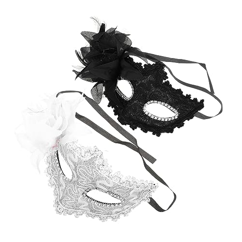COLLBATH 2 Stück Rosenprinzessin Maske Damen Maskenball Masken Party Halloween Spitzenmasken Halbmasken Halloween Kostümmasken Karnevalsmasken Cosplay Maske von COLLBATH