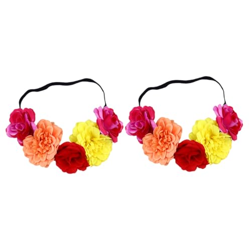 COLLBATH 2 Stück Teiliges Blumenhaarband Damen Verstellbar Elastisch Halloween Haarschmuck Rosen Stirnband für Braut Blumenmädchen Hochzeit Festival Party von COLLBATH